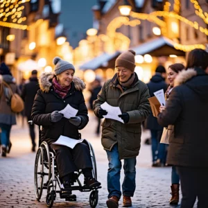 Sensibilisierung für Inklusion auf einem Marktplatz. Finanziert durch eine Unternehmensspende.